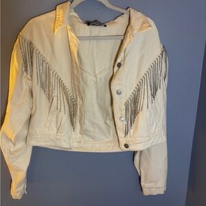 Cream Fringe Women's Jacket